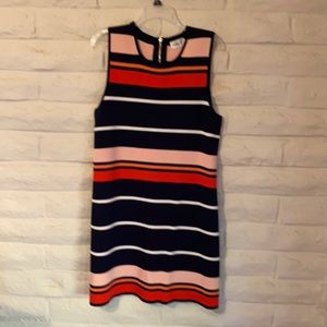 Striped sleeveless shift sweater dress